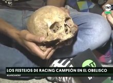 Football fan celebrates win with grandad’s skull